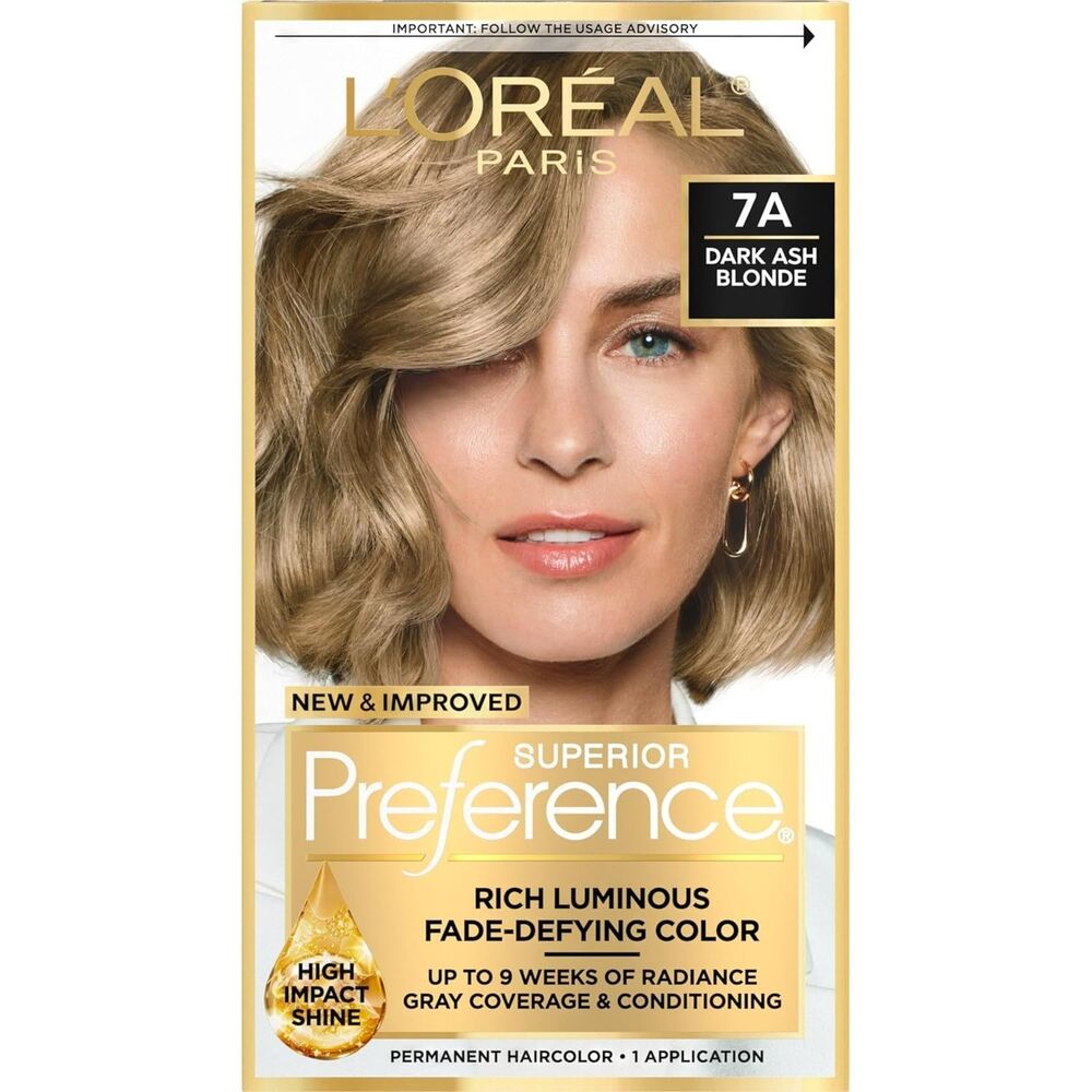 L’Oréal Paris Superior Preference 7A Dark Ash Blonde Hair Color Fade-Defying 1ct